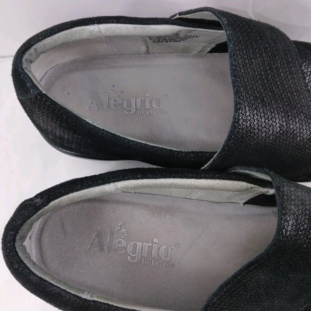 Alegría Lauryn Comfort Shoes Black Leather Work Clogs Adjustable Strap Women 38W - Picture 9 of 12